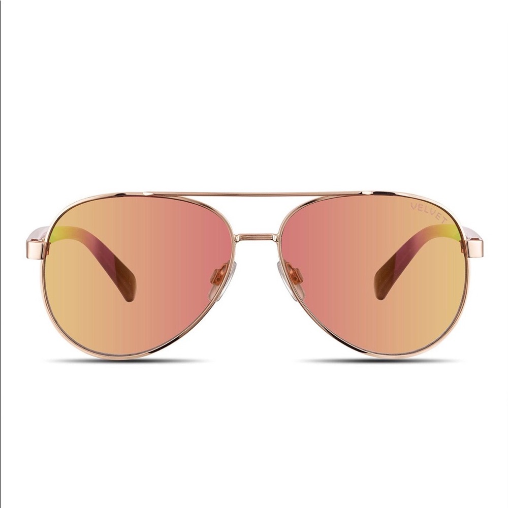 Velvet Trends Sunglasses Rose Gold Aviator Frames